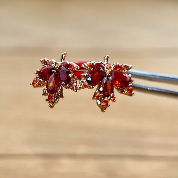 Maple Brown Stud Earrings - Picture 2 of 5